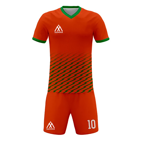 Summa Drive Men's Soccer Uniforms Set Full Sublimation Red Orange/Green