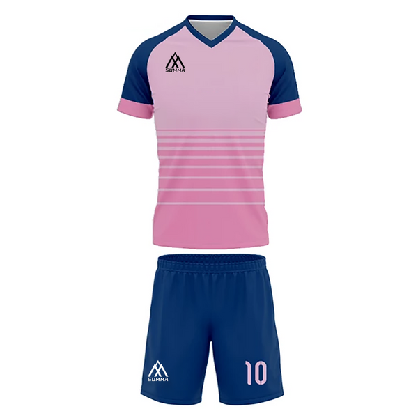 Summa Drive Polyester Short Sleeve Men Sets Football Uniform Pink/Blue